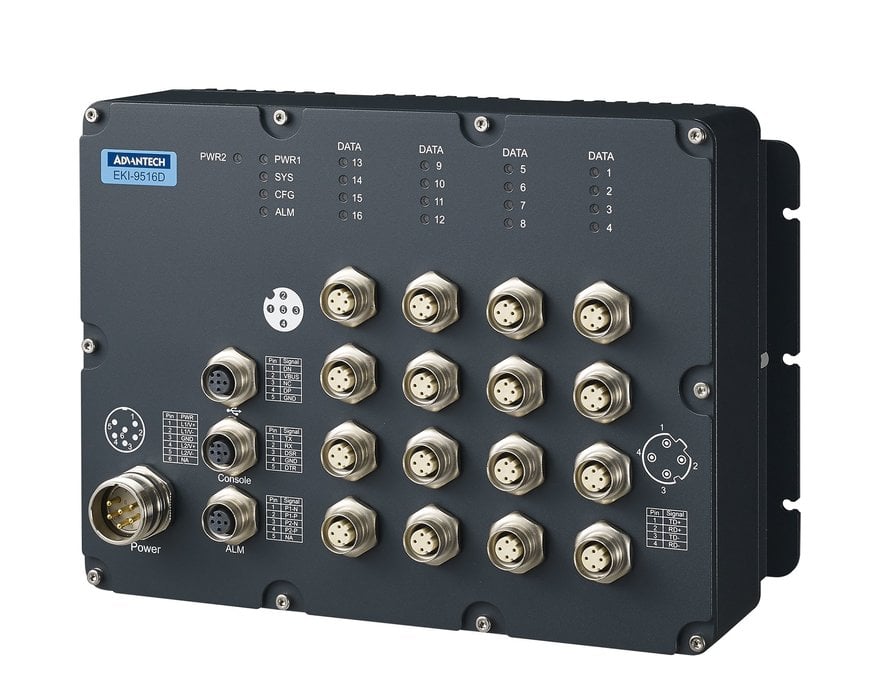 Advantech Launches EN50155 Certified M12 Ethernet Switches